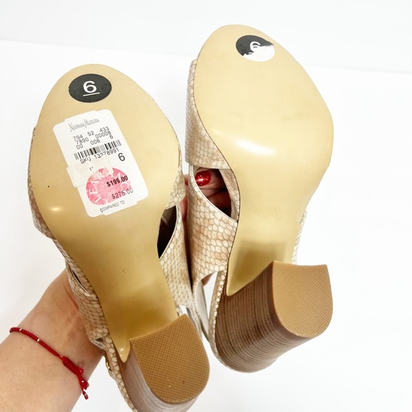 NEIMAN MARCUS ELOISE WOMEN HEELS LEATHER UPPER 6M SANDALS SNAKE PRINT - Picture 5 of 5